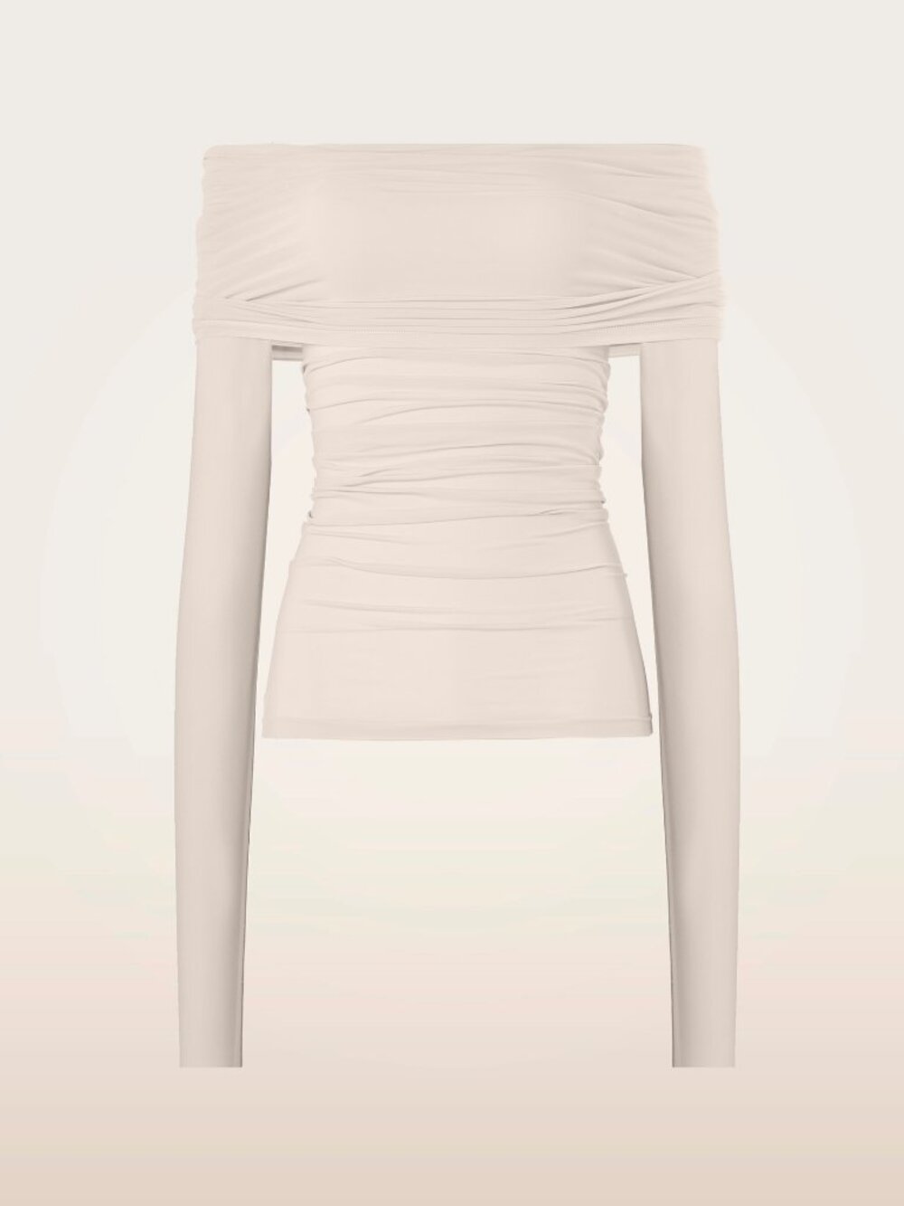 Wolford Sheer Drape Top Long Sleeves Buttercream 58311 - Picture 3 of 10